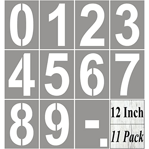 REOLAN 12 Inch Large Number Stencils for Painting 11 Pack Number Stencil Templates for Curb Address Cakes Cookies Mailboxes and Crafts Reusable House Numbers Stencils for Wood Signs Cement Wall Art - Image 1