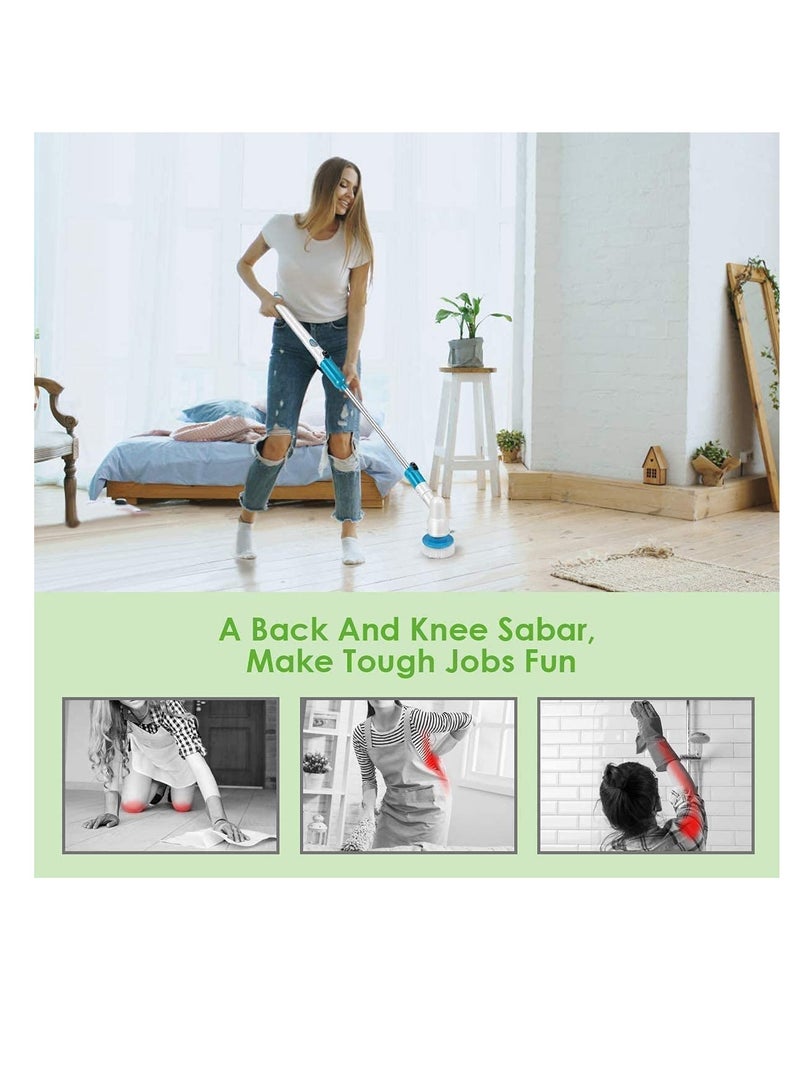 Excefore Electric Spin Scrubber, Adjustable Extension Handle Cordless Cleaning Brush, Power Shower Scrubber with 3 Rotating Brush Heads, Rechargeable Multi-Purpose Scrubber for Bathroom Tub, Floor  - Image 3