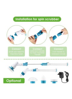 Excefore Electric Spin Scrubber, Adjustable Extension Handle Cordless Cleaning Brush, Power Shower Scrubber with 3 Rotating Brush Heads, Rechargeable Multi-Purpose Scrubber for Bathroom Tub, Floor  - Image 4