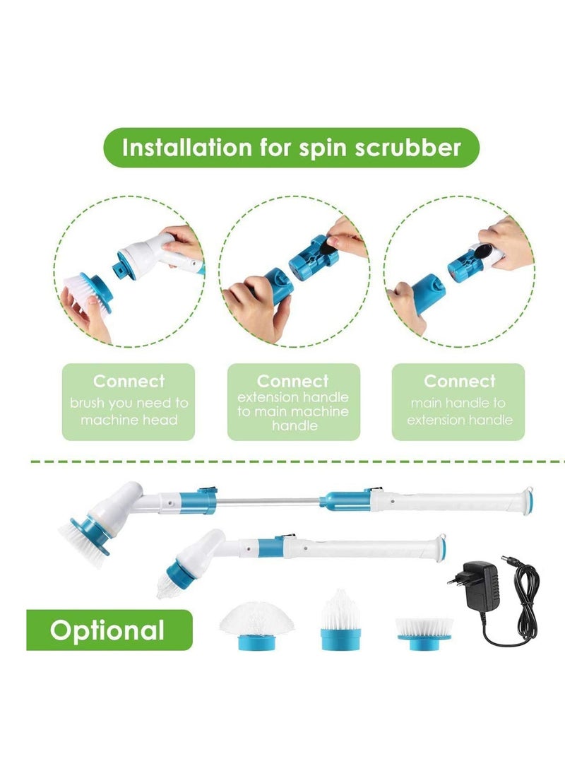 Excefore Electric Spin Scrubber, Adjustable Extension Handle Cordless Cleaning Brush, Power Shower Scrubber with 3 Rotating Brush Heads, Rechargeable Multi-Purpose Scrubber for Bathroom Tub, Floor  - Image 4