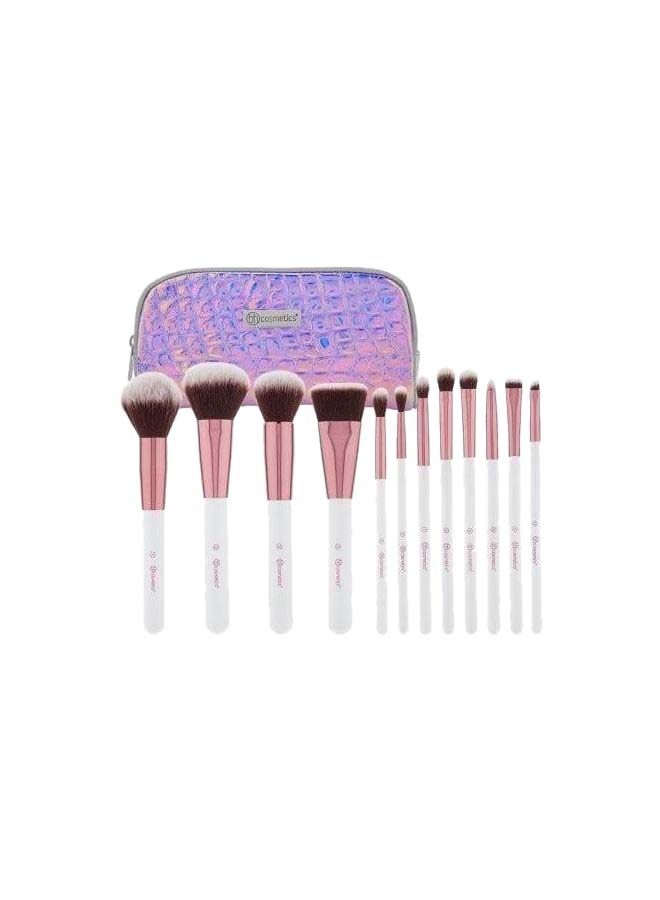 NIBEMINENT 12-Piece Makeup Brush Set White/Pink/Brown