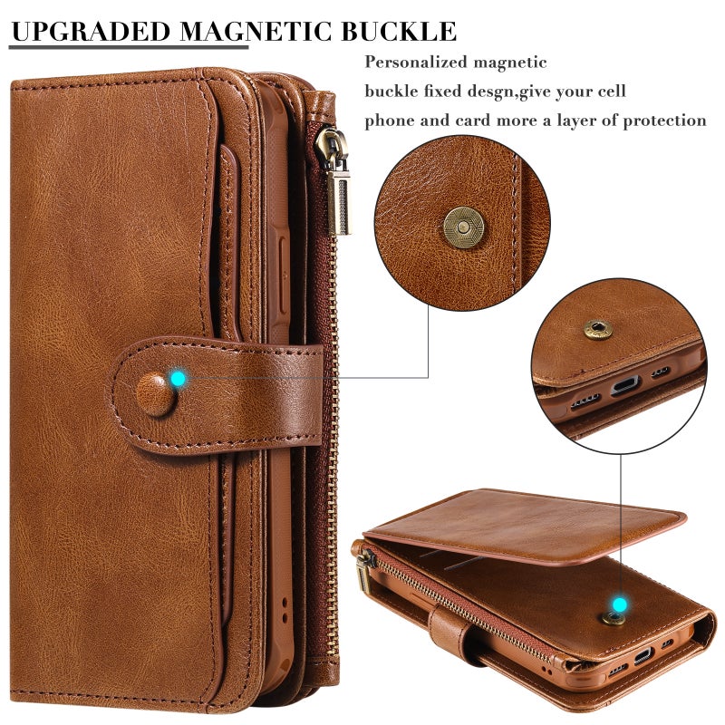 Cross-border Applicable iphone16 Multi-card Wallet Leather Case 15pro Wallet Phone Case 14pro Max Protective Case - Image 1