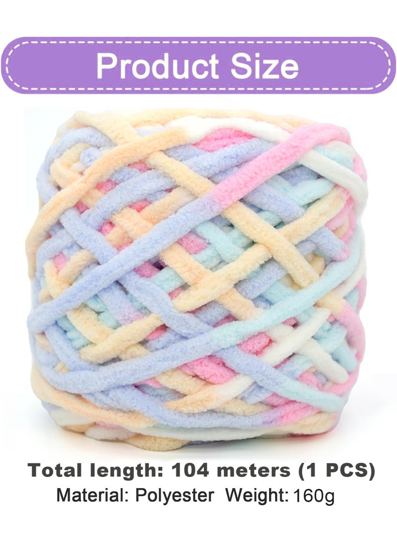 مايل ميلو خيوط صوف للحياكة 160غ × 2 متعدد الألوان، خيوط كروشيه ناعمة مكتنزة للمشاريع اليدوية باللون （متعدد الألوان​​） - Image 2