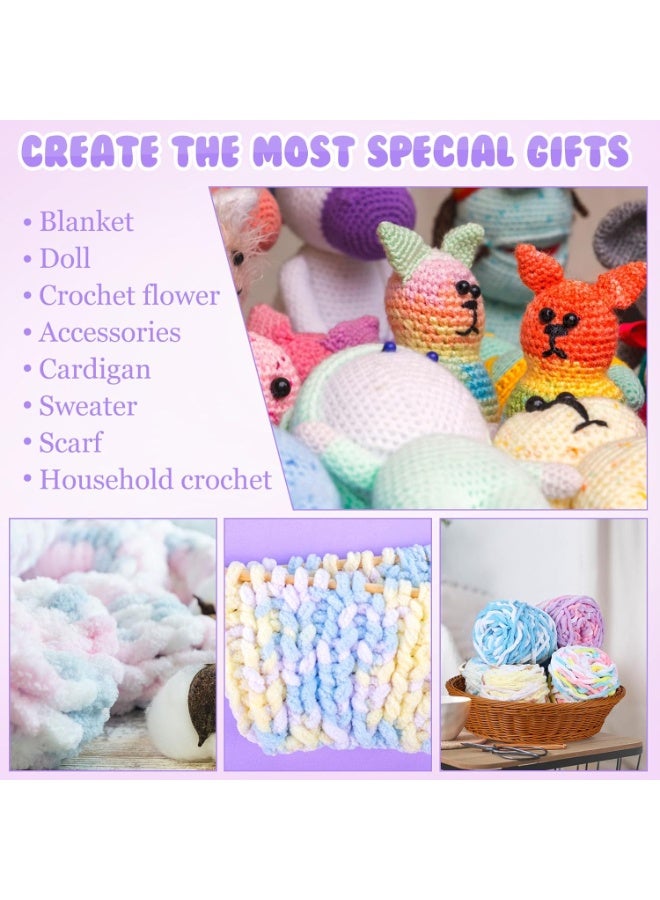 مايل ميلو خيوط صوف للحياكة 160غ × 2 متعدد الألوان، خيوط كروشيه ناعمة مكتنزة للمشاريع اليدوية باللون （متعدد الألوان​​） - Image 4