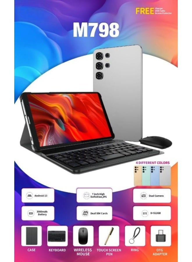 MODIO TAB M798 Tablet, 7-inch IPS Display, 8GB+512GB, Android 13, Dual SIM, 3000mAh Battery with Keyboard and Mouse - Image 2