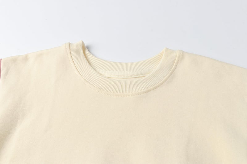 Mud Kingdom Girls Colorblock Sweatshirt Crewneck Ivory Pullover for LittLe Kids Long Sleeve Ribbed Cuffs Tops Size 7-8 - Image 4