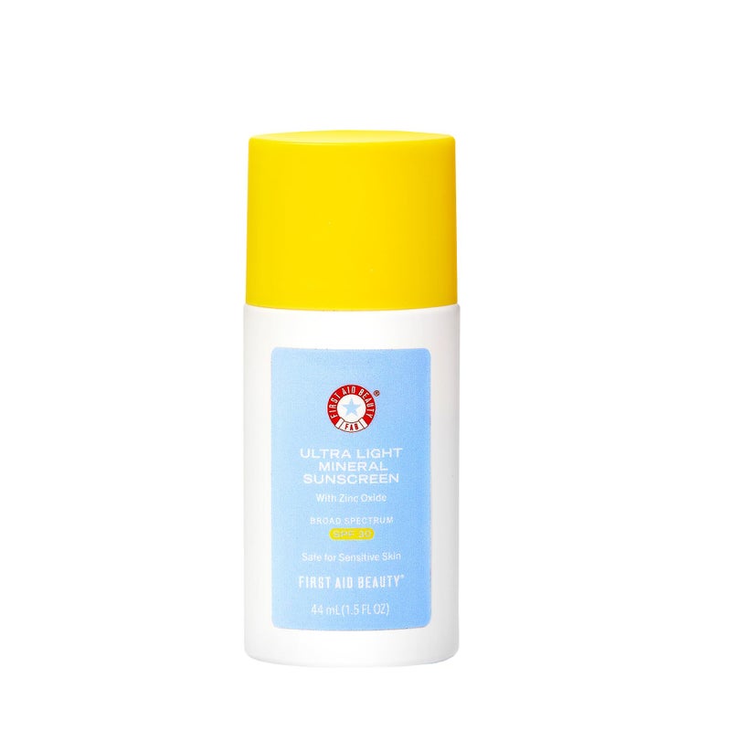First Aid Beauty - Weightless Liquid Mineral Sunscreen with Zinc Oxide Broad Spectrum SPF 30, Luxuriously Light Ultra Sheer Tint for Everyday Use, Non-comedogenic, Safe for Sensitive Skin, 1.5 oz - Image 1