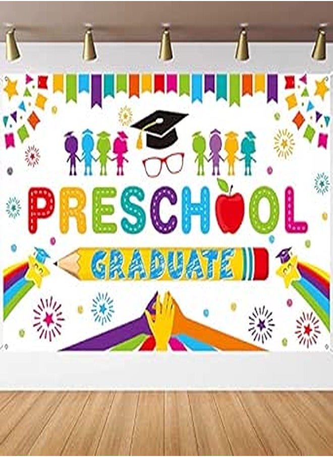 Preschool Graduation Party Decorations Kindergarten Graduate Backdrop Banner for Kids PreK Congrats Grad Background Class of 2022 Ceremony Supplies (White? 
