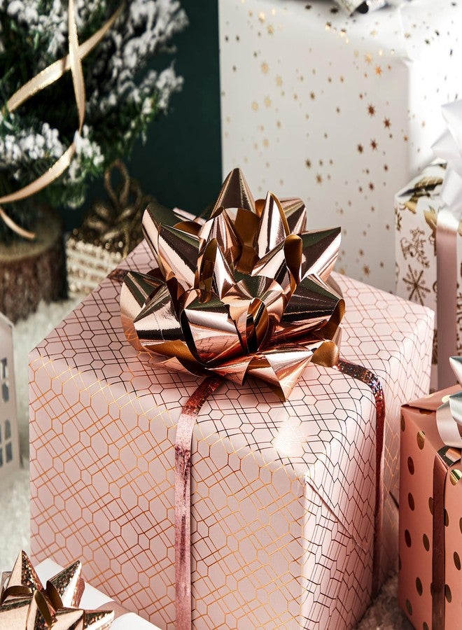 Ouksma 21 Pcs Christmas Gift Bows with Christmas Curling Ribbons Holiday Gift Wrapping Bows Assortment Multi-Colored Assorted Size Self Adhesive Gift Bows (Rose Gold/Silver/White - Image 5