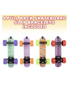 SYOSI Pull Back Skateboard Slap Bracelets, Set of 4, Skateboard Bracelets for Kids with Pullback Motion, Wristbands for Children in 4 Different Designs, Skate Board Party Favors, Teenager Children Toys  - Image 4
