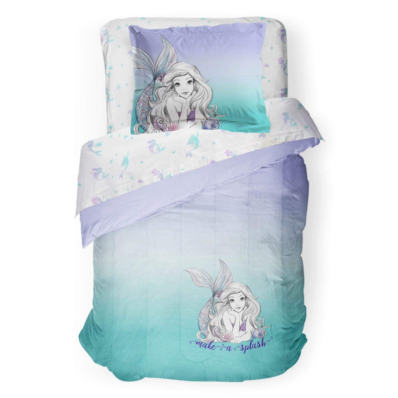 Jay Franco Disney Little Mermaid 5 Piece Twin Bed Set - Teal Color, Includes Comforter & Sheet - Bedding Features Ariel, Super Soft Fade Resistant Microfiber - Image 2