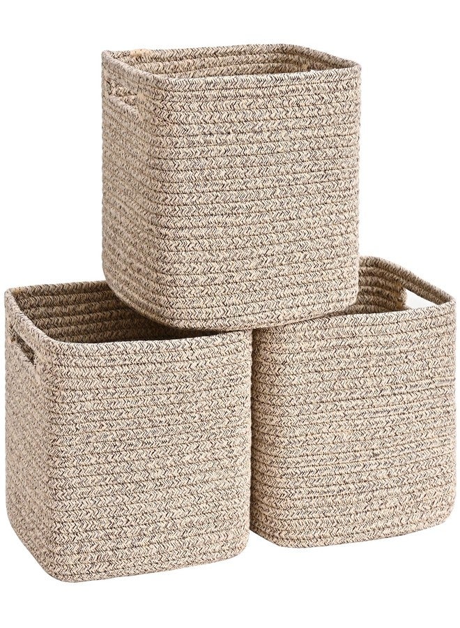 Degeyoyo 3 Pack Cube Storage Bin, 9”x9”x7” Cotton Rope Woven Baskets for Organizing Toys Clothes Towels, Square Gift Storage Baskets for Shelf, Nursery, Closet, Bathroom, Pantry (Jute) - Image 1