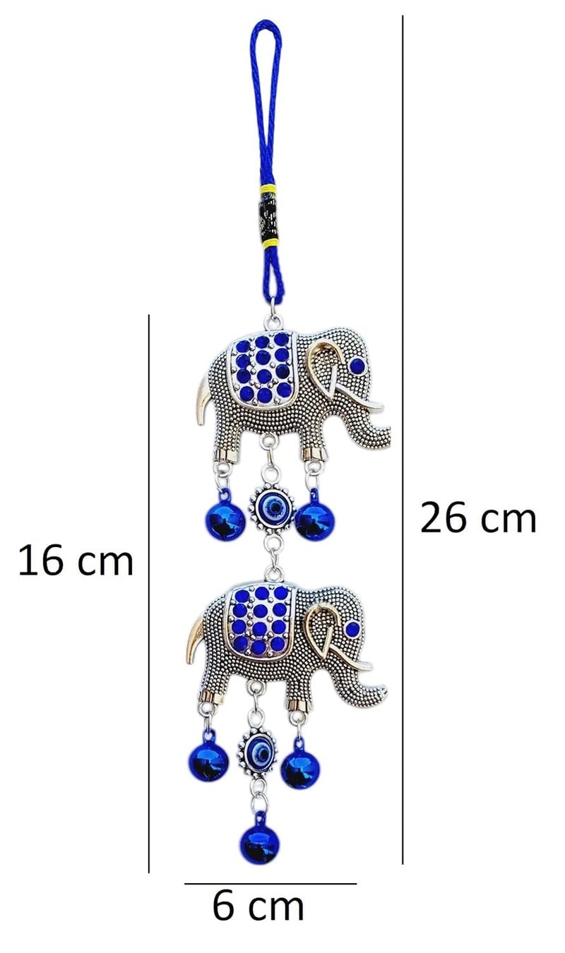 ARTISKRITI Evil Eye Hanging Owl and Elephant Nazar Battu for Home House Entrance Protection, Aesthetic Home Decor Feng Shui Items for Positive Energy, Set of 2 - Image 3