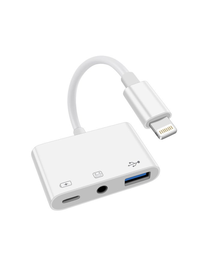 Type-c Three-in-one Mobile Phone Otg Converter Usb3.0 Mouse Keyboard 3.5mm Earphone Adapter Cable U Disk Head-Color:Apple Three-in-one OTG - Image 1