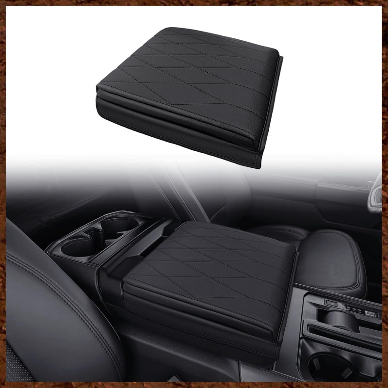 Muslogy Center Console Armrest Cover Fit for Ford F-150 F150 2021-2025 2026 Accessories, Comfort Armrest Pad Console Lid Cushion Vegan Leather 1-Inch Extra Thick(WorkSurface ONLY) - Image 1