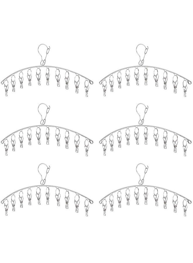 Seropy Clothes Hanger with 10 Clips Laundry Drying Rack 6 Pack, Clothes Drying Rack Stainless Steel Sock Hangers Windproof Clip and Drip Hanger for Drying Socks, Bras, Towel, Underwear, Baby Clothes  - Image 1