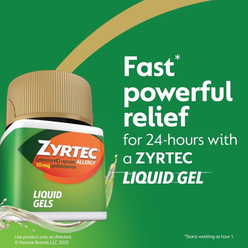 Zyrtec 24 HR Indoor & Outdoor Allergy Liquid Gels Capsules, Cetirizine HCI Antihistamine, 40 ct - Image 3