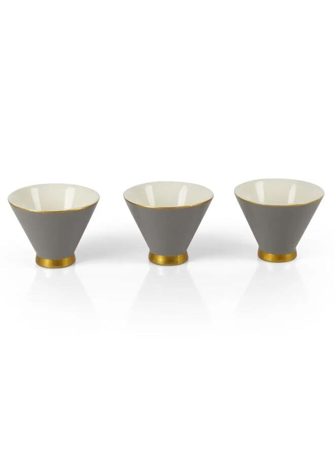 Alsaif Gallery A Set Of Gray Porcelain Arabic Coffee Cups With A Golden Font 6H 