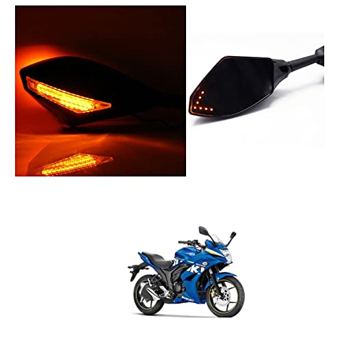 PRIKNIK Rear View Mirrors With Led Turn Signal Arrow Design Amber Back Light and Mirror Arrow Light Compatible With S-uzuki Gixxer SF - Image 4