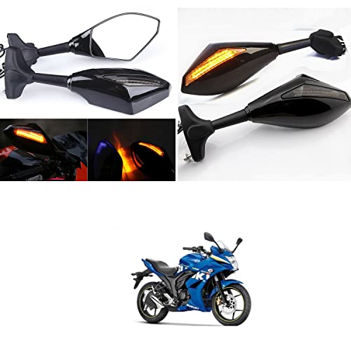 PRIKNIK Rear View Mirrors With Led Turn Signal Arrow Design Amber Back Light and Mirror Arrow Light Compatible With S-uzuki Gixxer SF - Image 3
