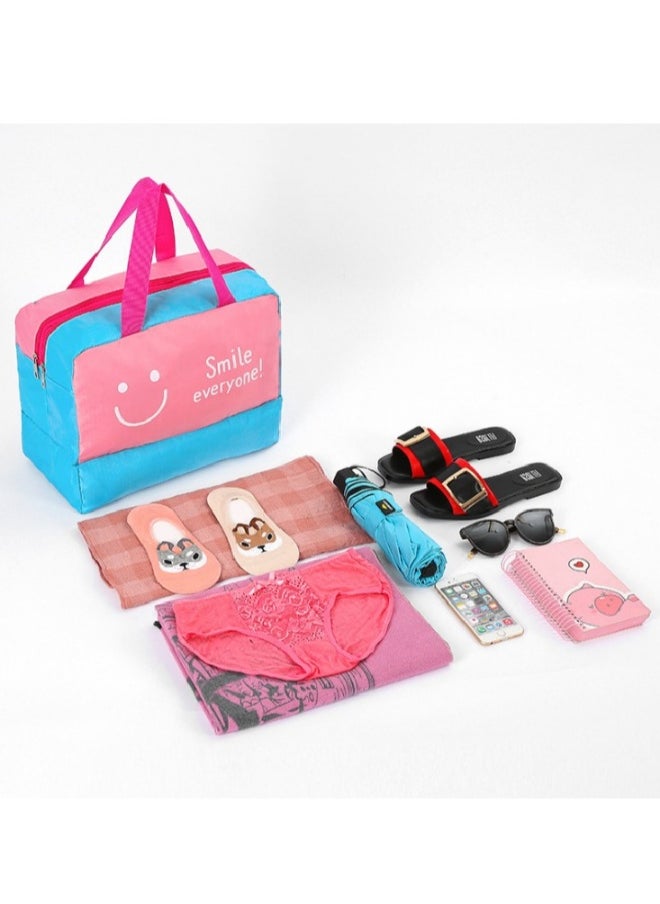 Generic Waterproof Dry Wet Separation Swimwear Clothes Bag Pink/Blue  - Image 2