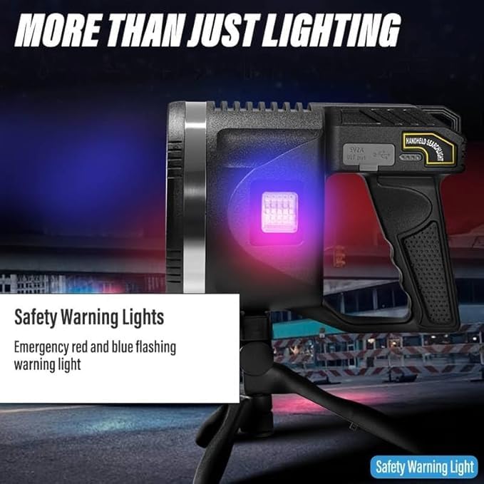 BLURISM BLURISM 90000 Lumens Spotlight Rechargeable Spotlight Flashlight with Tripod 4 Modes and 3 Colors Filter Super Bright Led Spot Lights Outdoor Handheld Solar Searchlight for Hunting Camping  - Image 5