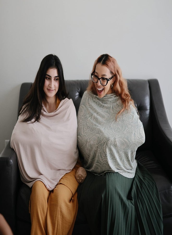 mushie Baby Car Seat Canopy Cover | Breathable & Stretchy Multi Use Cover for Breastfeeding, Nursing, High Chair, Shopping Cart, Strollers (Dried Thyme) - Image 5