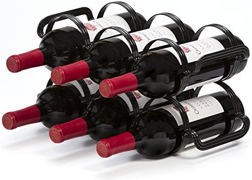 Mango Steam 6 Bottle Counter-top Wine Rack - Storage Organizer for Kitchen Countertops, Pantry, Fridge - (Black) - Image 1