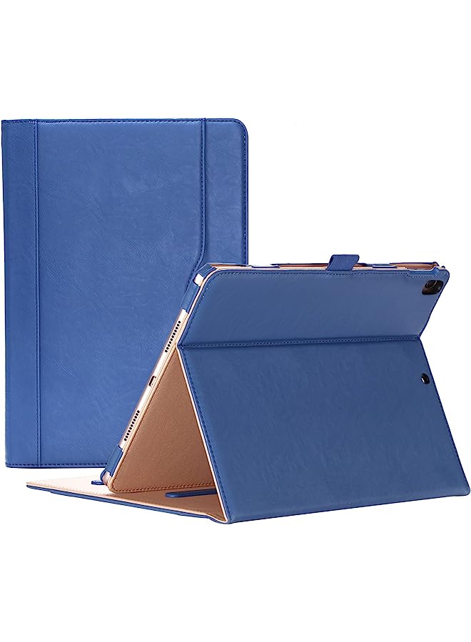 Procases Ipad Air (3Rd Gen) 10.5" Case 2019, Vintage Stand Folio Case Cover For Apple Ipad Air (3Rd Gen) 10.5" 2019 And Ipad Pro 10.5 2017, Multiple Viewing Angles, With Apple Pencil Holder - Navy Blue  - Image 1