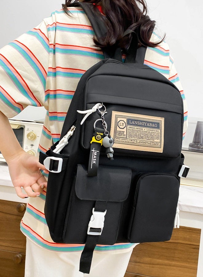 DUNISO 5PCS Kids School Backpack Set Canvas Laptop School Bag Sets for Kids with Tote Bag,Shoulder Bag,Pencil Box,Small Bag ,Large-capacity Bookbag for Girls Boys Back to School Supplies - Image 3