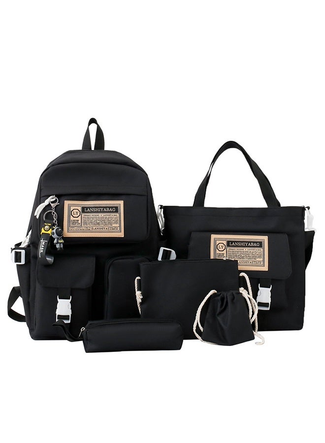 DUNISO 5PCS Kids School Backpack Set Canvas Laptop School Bag Sets for Kids with Tote Bag,Shoulder Bag,Pencil Box,Small Bag ,Large-capacity Bookbag for Girls Boys Back to School Supplies - Image 5