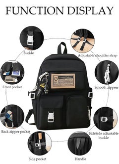 DUNISO 5PCS Kids School Backpack Set Canvas Laptop School Bag Sets for Kids with Tote Bag,Shoulder Bag,Pencil Box,Small Bag ,Large-capacity Bookbag for Girls Boys Back to School Supplies  - Image 5