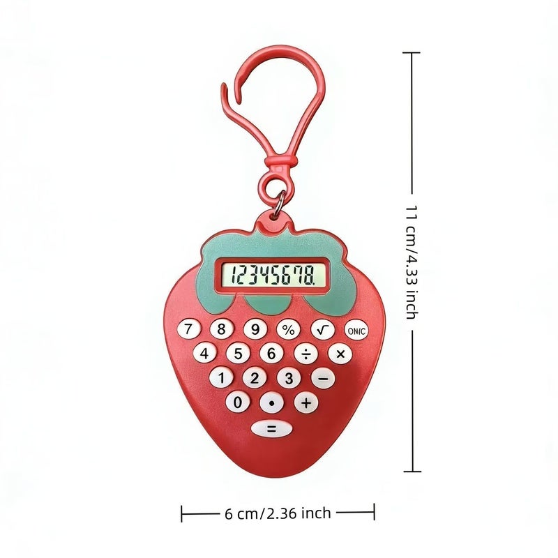 Beige Compact Mini Calculator Portable Keychain Simple Student Learning Aid - Image 3