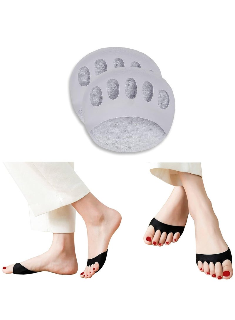 وسادات مقدمة القدم للنساء ذوات الكعب العالي، جوارب أصابع القدم غير القابلة للانزلاق، وسادات مقدمة القدم قابلة لإعادة الاستخدام من وسائد كرة القدم لألم القدم أثناء الجري في الهواء الطلق، (رمادي)، زوج واحد - Image 1