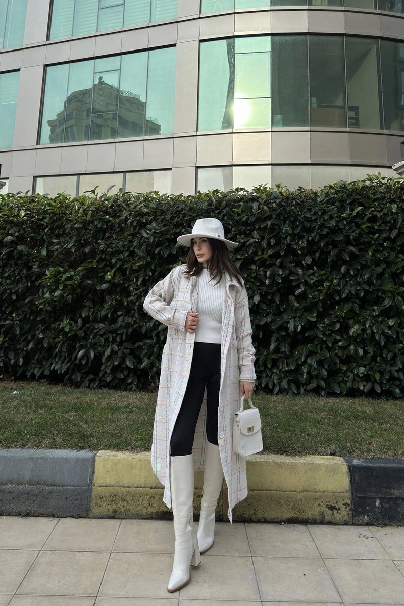 Weshaya معطف ترنش نسائي أبيض - Image 3