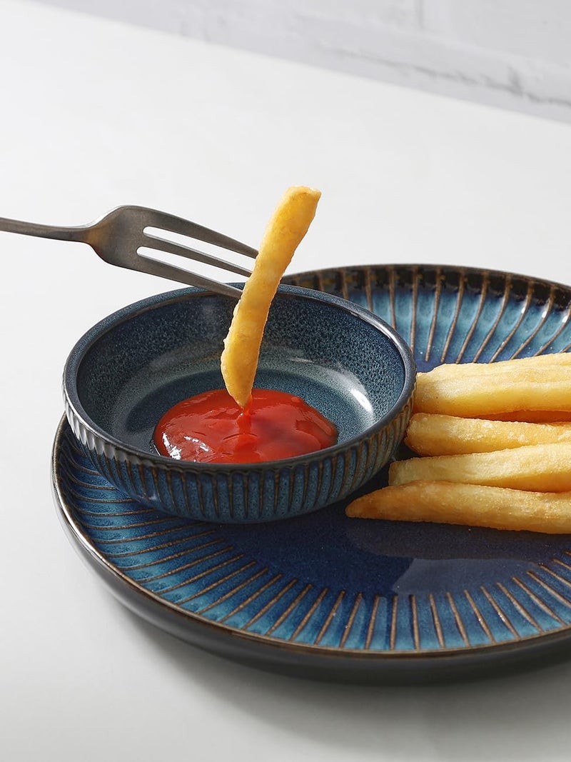 famiware Starlight Soy Sauce Dish Ceramic Dipping Bowls Set of 6 3 oz Individual Dip Sauce CupsBowlsDishesPlates Small Serving Bowl for Side Dishes Dessert Ice Cream Condiment Starry Blue - Image 3