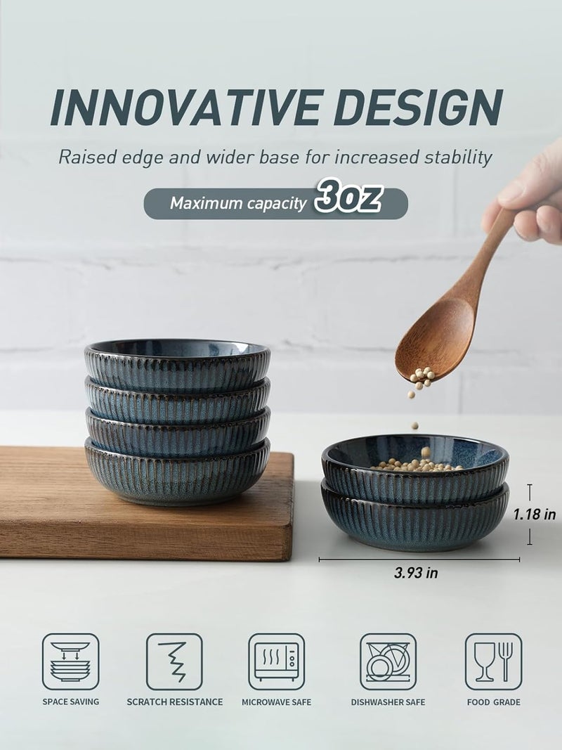 famiware Starlight Soy Sauce Dish Ceramic Dipping Bowls Set of 6 3 oz Individual Dip Sauce CupsBowlsDishesPlates Small Serving Bowl for Side Dishes Dessert Ice Cream Condiment Starry Blue - Image 4