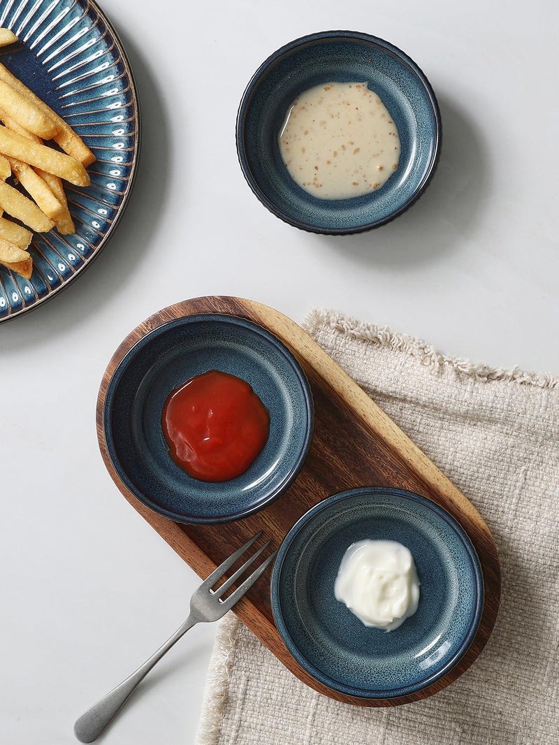 famiware Starlight Soy Sauce Dish Ceramic Dipping Bowls Set of 6 3 oz Individual Dip Sauce CupsBowlsDishesPlates Small Serving Bowl for Side Dishes Dessert Ice Cream Condiment Starry Blue - Image 5