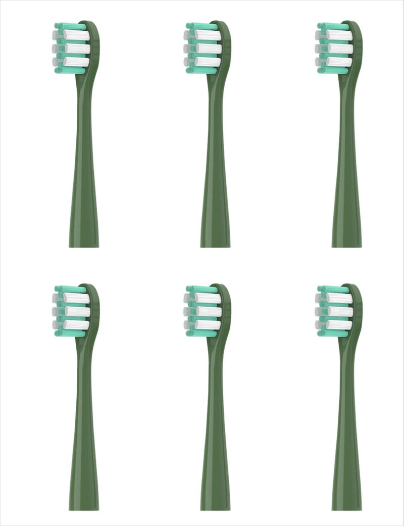 Showsee Replacement Electric Toothbrush Heads, Soft Bristles for ShowSee D1/d2/d3, 6 Pack, Green - Image 1