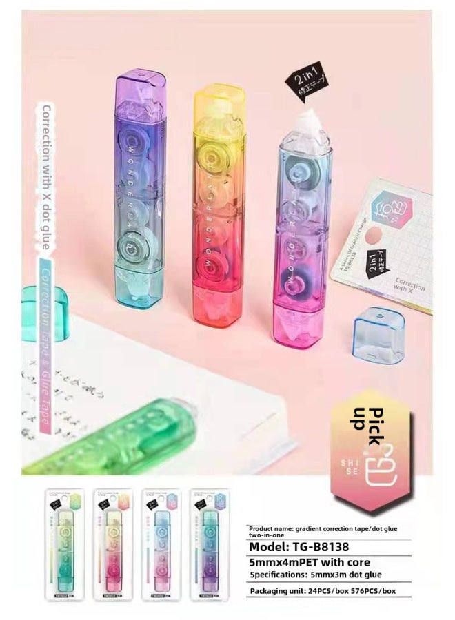 TwinGo Correction Tape Dot Glue Two-in-one Dual-use Correction Tape Gradient Student Portable Correction Tape - Image 1