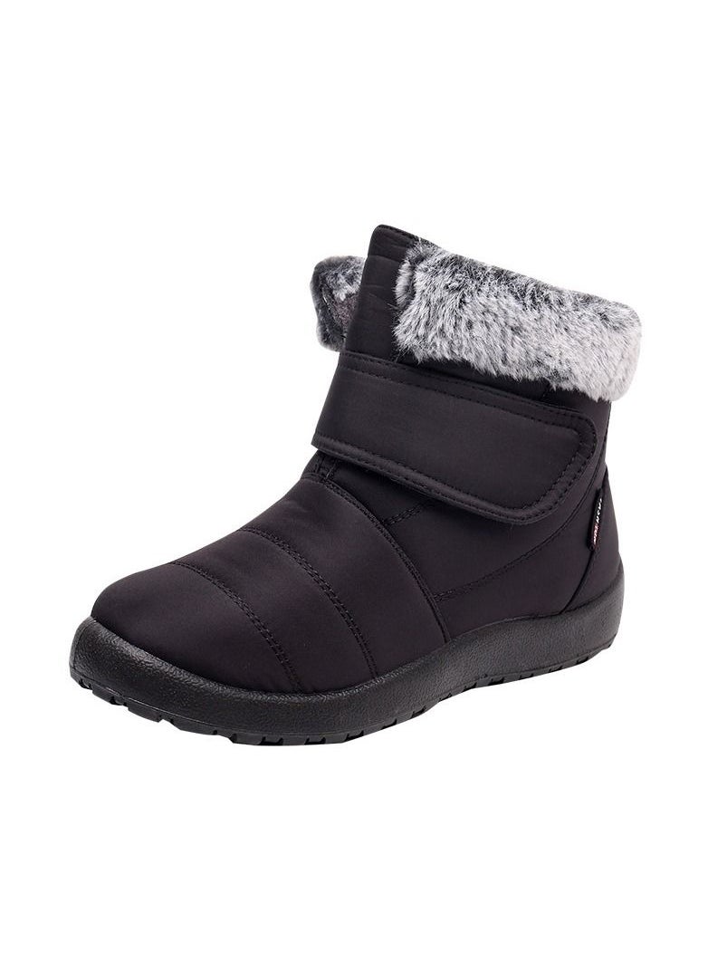 Loquat - Women's Warm Plush And Thick Waterproof Cotton Boots Black - Image 1