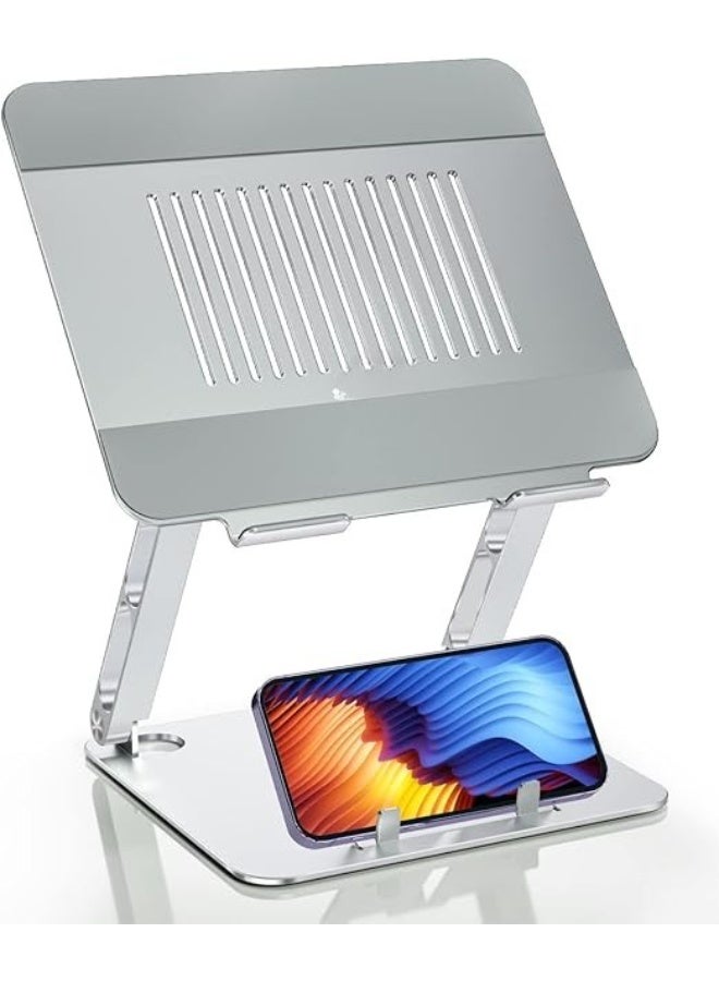 Adjustable 2-in-1 Laptop Stand with Phone Holder – Ergonomic Desk Riser for Laptops, Notebooks & Tablets 10-17 inch - Image 1
