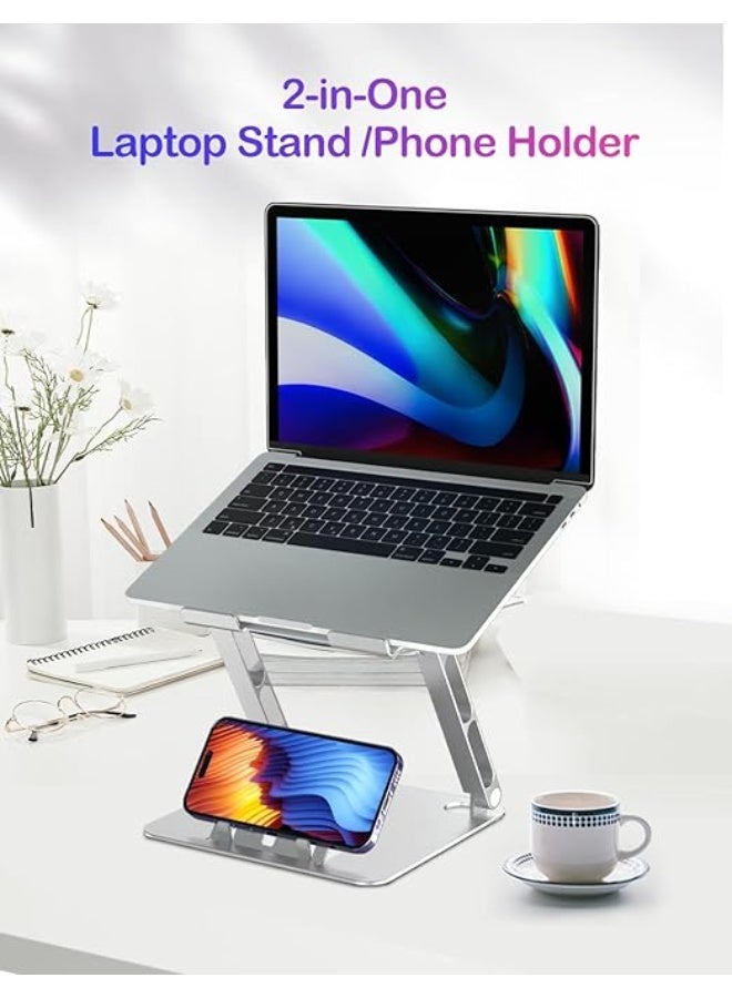 Adjustable 2-in-1 Laptop Stand with Phone Holder – Ergonomic Desk Riser for Laptops, Notebooks & Tablets 10-17 inch - Image 4