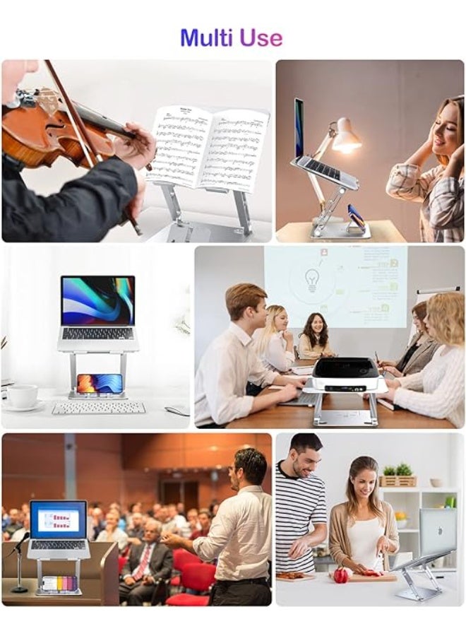 Adjustable 2-in-1 Laptop Stand with Phone Holder – Ergonomic Desk Riser for Laptops, Notebooks & Tablets 10-17 inch - Image 2