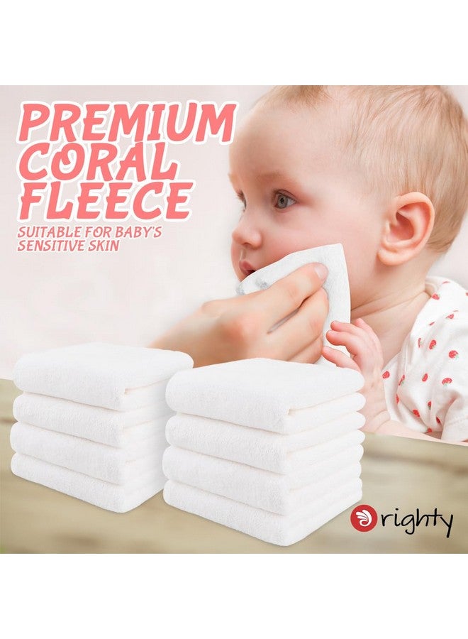 Orighty Burp Cloths For Baby 8 Pack Super Soft & Absorbent Coral Fleece Baby Burp Cloth 20 X 10 Inch Gentle & Large Burp Rugs For Baby Sensitive Skin Burping Cloths For Newborn Essential White - Image 5