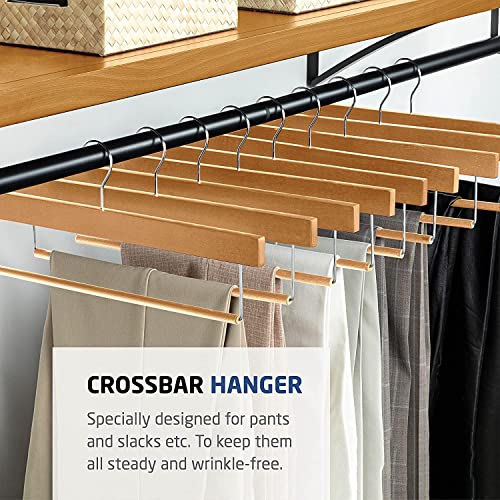 Aakriti Wooden Pants Hangers with Non-Slip Bar – Smooth Finish Durable Trouser Hangers, Slim & Sleek Space Saving Closet Hangers with 360° Swivel Hook, Ideal for Trousers, Slacks & Bottoms (Set of 6) - Image 2