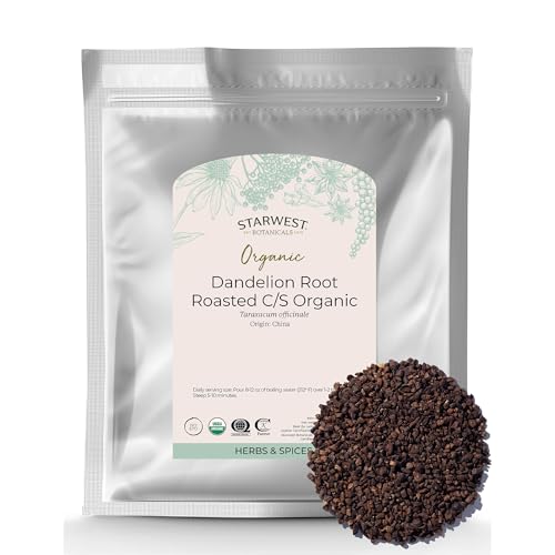 Starwest Botanicals Organic Roasted Dandelion Root  Loose Leaf Herbal Tea Cut  Sifted Certified Kosher NonGMO CaffeineFree  Bulk 1 lb Bag - Image 1