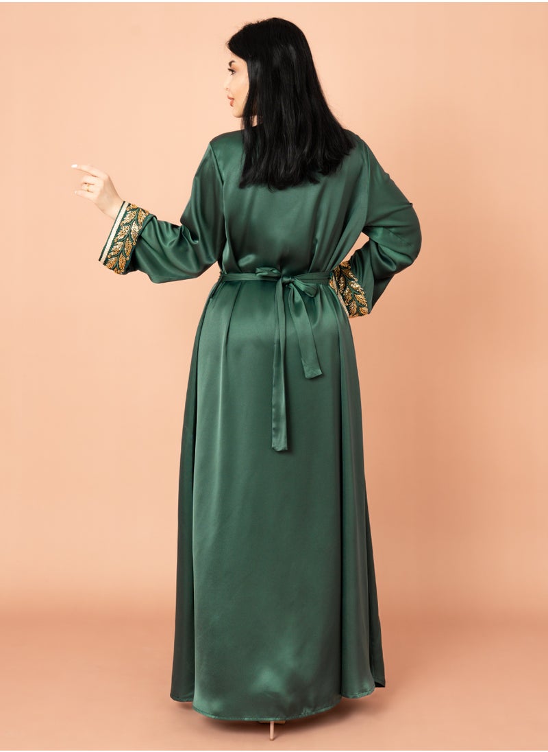 IKKXA Belted Elegant 2-Piece Kaftan IK2008 Green  - Image 4