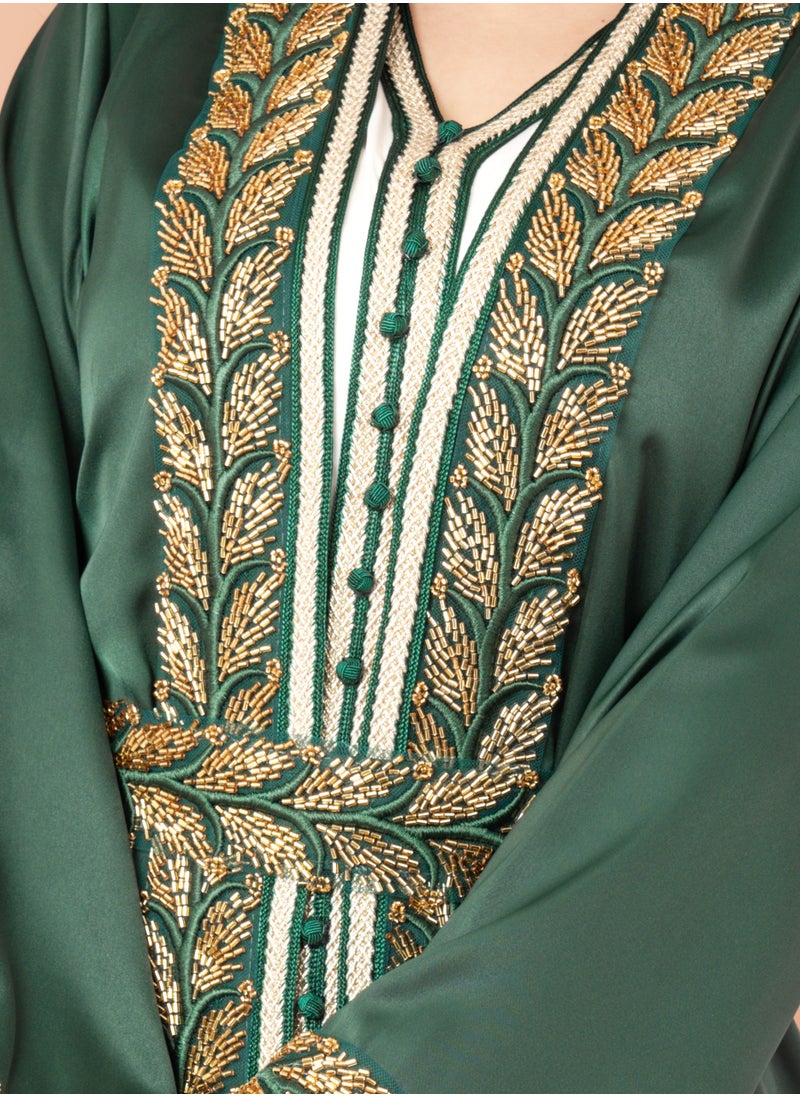 IKKXA Belted Elegant 2-Piece Kaftan IK2008 Green  - Image 2