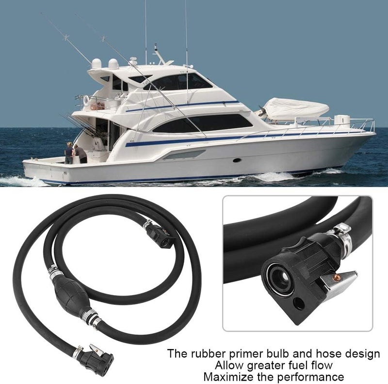 Maxmartt Boat Fuel Line 3/8in 7ft Boat Motor Fuel Gas Hose Fuel Line with Ball Pump Marine Gas Tank Fuel Line Assembly with Primer Bulb Connector for Marine Johnson - Image 2